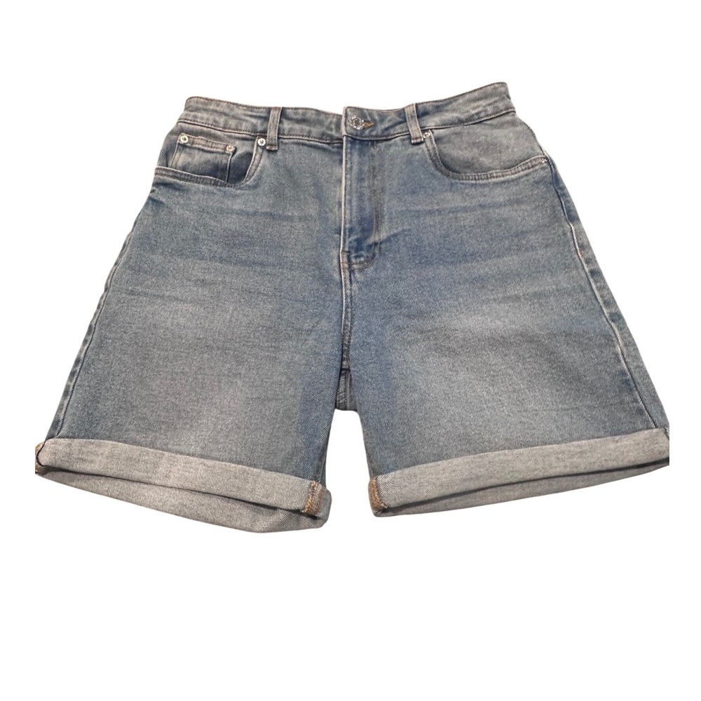 Vero Moda Joana High Rise Stretch Mom Shorts Light Wash Blue Denim‎ Size Medium